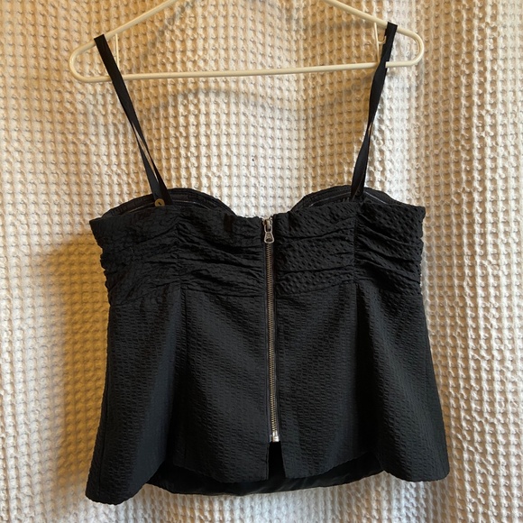 Nanette Lepore Black Seersucker Corset Top - Size 12 - Picture 5 of 11